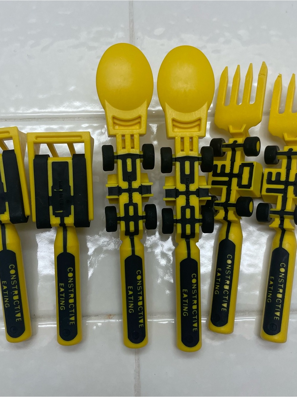 Constructive Eating Yellow Kid Utensil Set - Toy Forks & Spoons